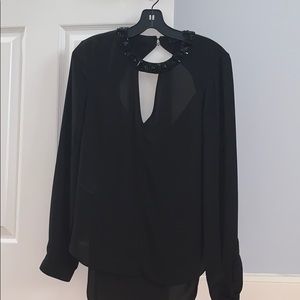 bcbg jeweled collar top